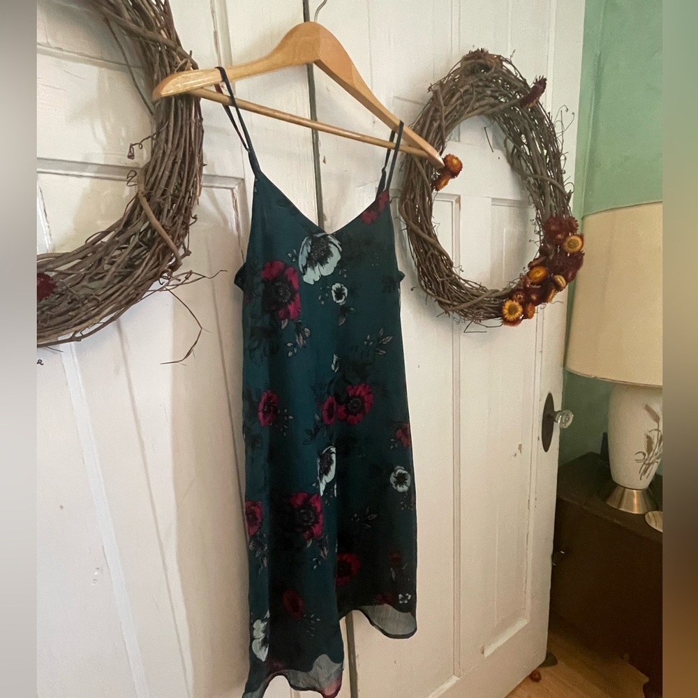 Mudd Dark Green Floral Mini Dress Size XS